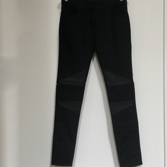 Sandro Paris Leather black Moto jeans US8 / Euro40 - Picture 10 of 14